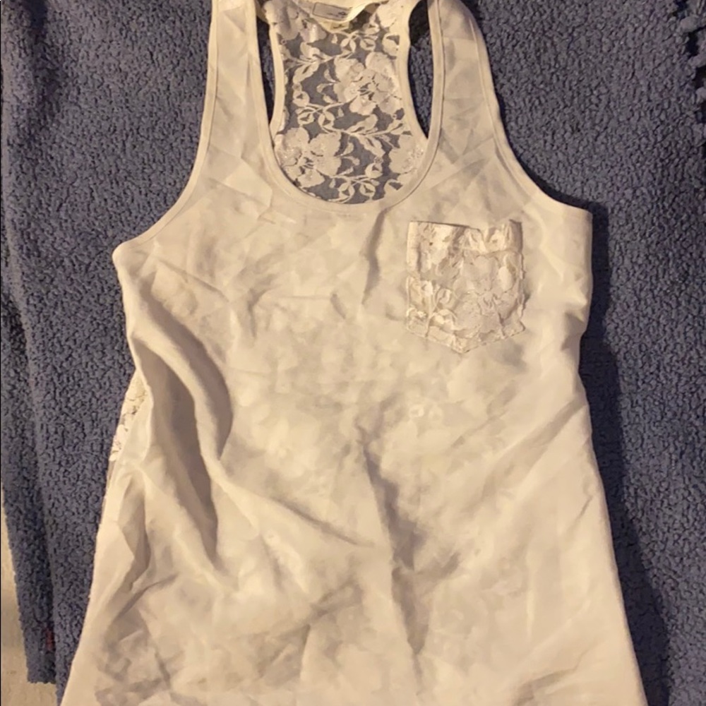 White Lace Pocket Tank. Iris Basic. S